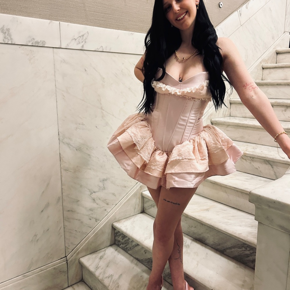Pink Ruffled Corset Dress